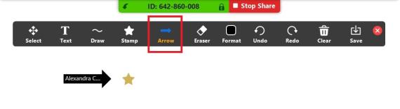Zoom screenshot showing whiteboard arrow