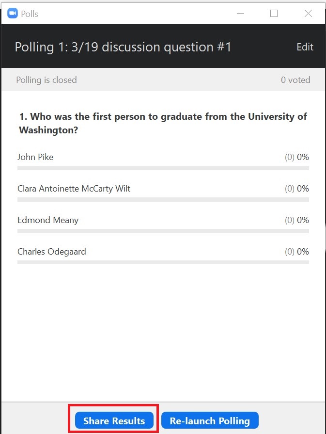 Tutorial Zoom Polling Department Of History University Of Washington