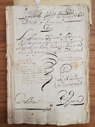 A cover from a 1649 court case housed in the Archives of the Indies in Seville, Spain