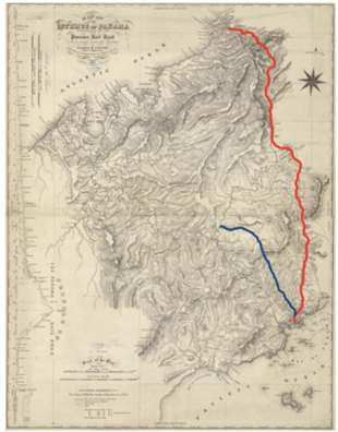 A map of the Isthmus of Panama from 1857