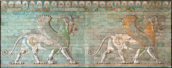 Reconstructed wall fragment from an Achaemenid palace at Susa, ca. 500 B.C., now housed at the Louvre. 