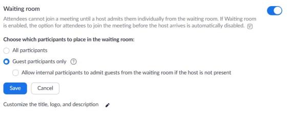 Screenshot of waiting room window
