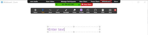 Use whiteboard online in zoom