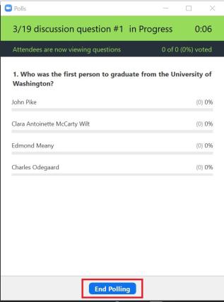 Zoom screenshot showing an active poll
