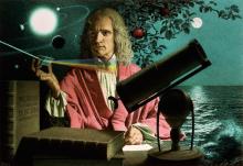 Newton surrounded by his discoveries. 