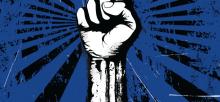 2018 History Lecture Series: Speaking Truth To Power 2018 HLS Logo with a raised fist on a blue background with sunbursts radiating from it