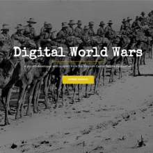 an image of a war scence with the course title "Digital World Wars"