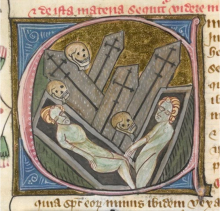 Drawing of revenants from medieval manuscript